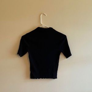 Forever 21 black lettuce edge ribbed t-shirt